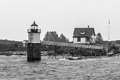 Ram Island Lighthouse on Stormy Day -BW